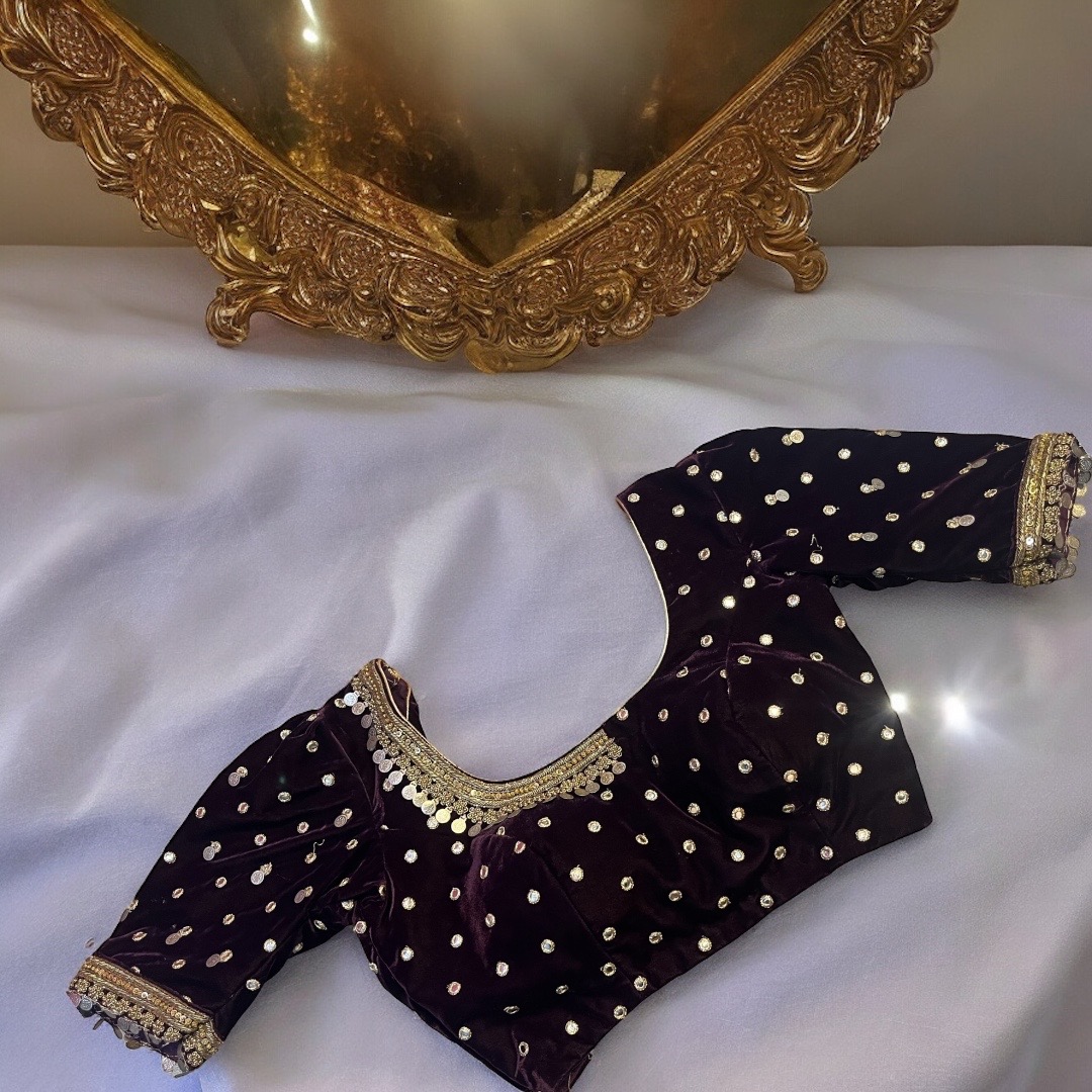 Purple Velvet Work Blouse 