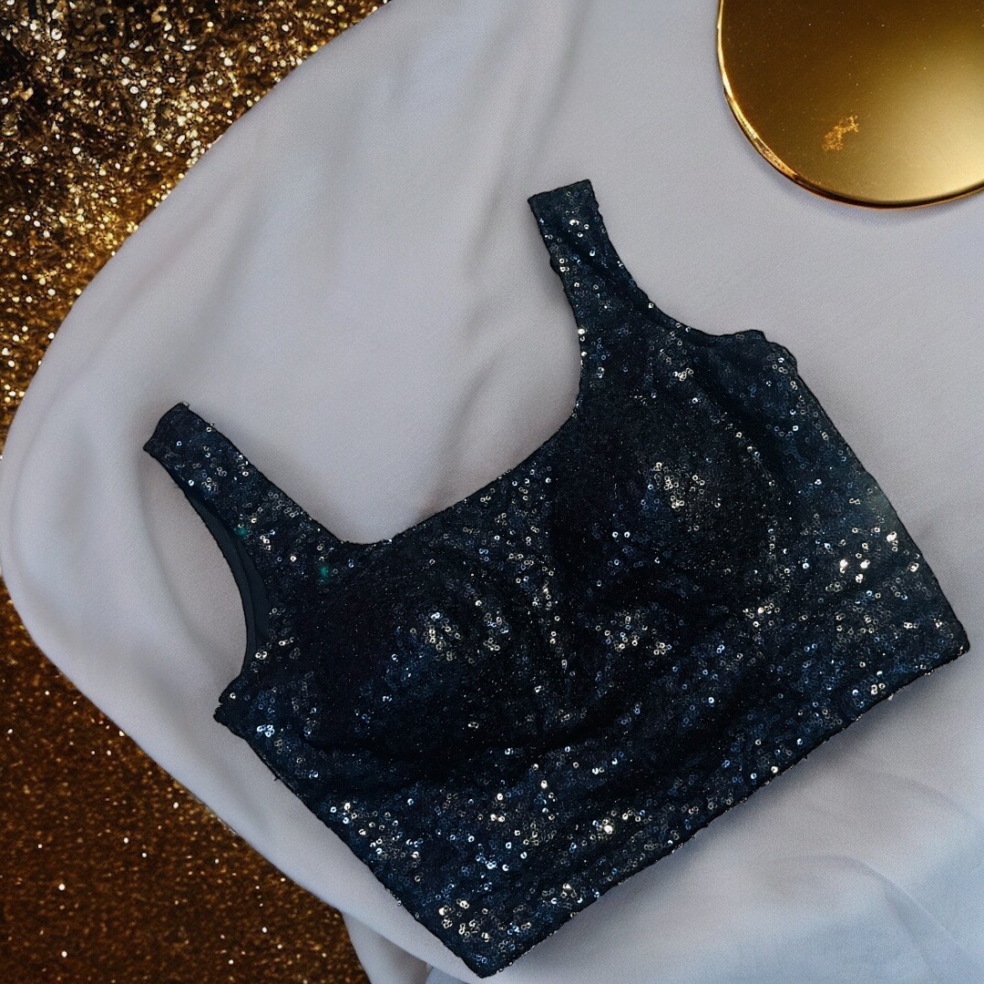 Black Sequence Plane Blouse