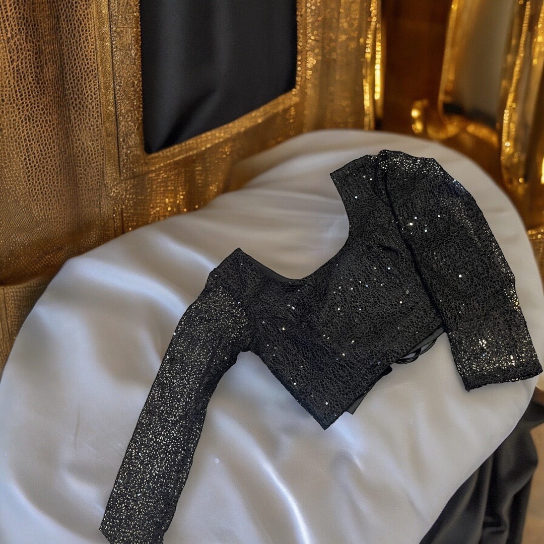 Black Full Sleeves Net Blouse