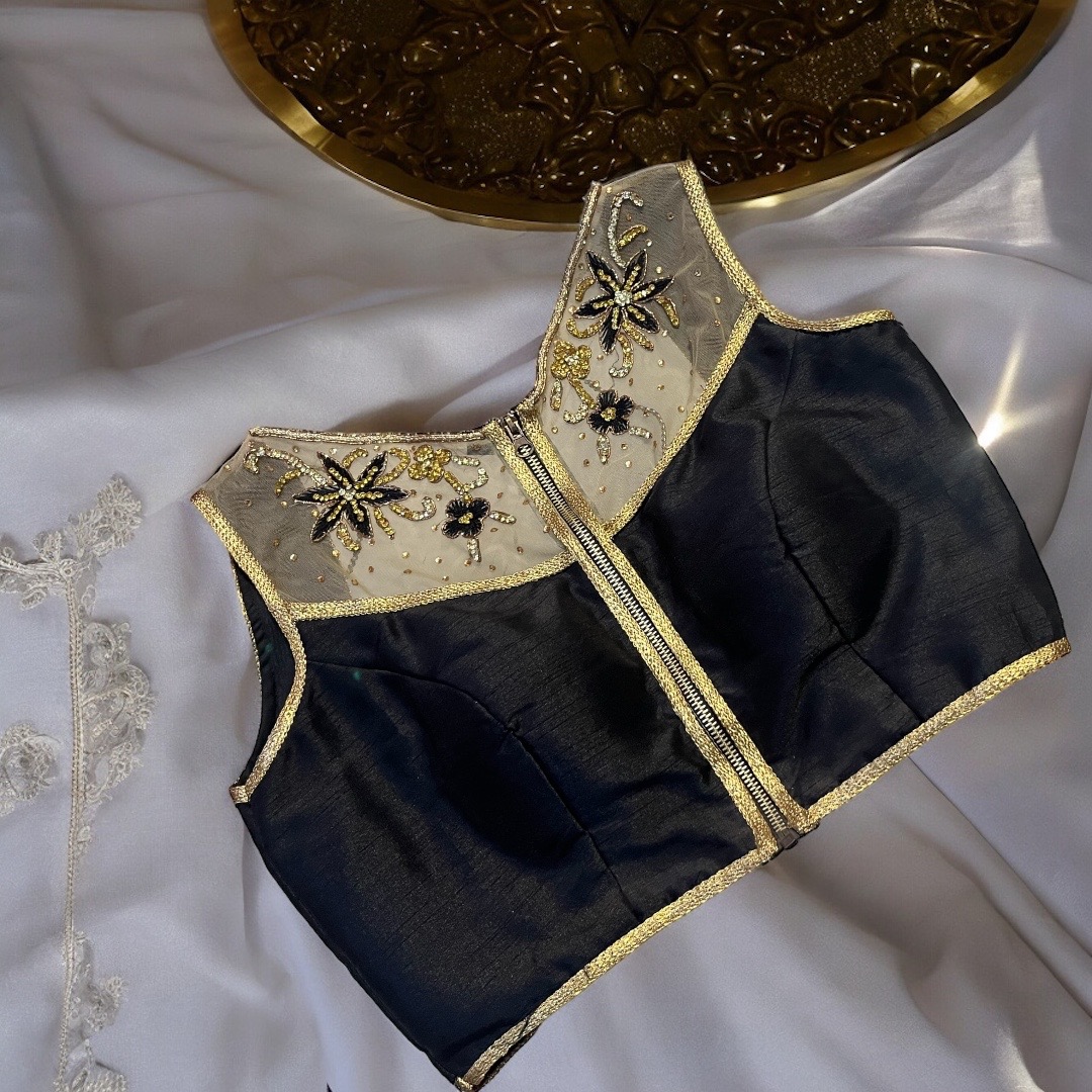 Black Golden Sleevless Blouse