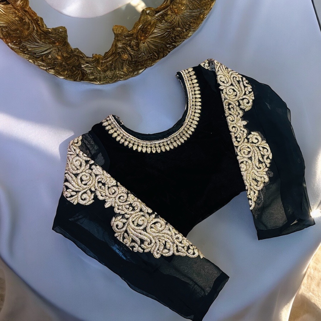 Black Golden Full Sleeves Blouse