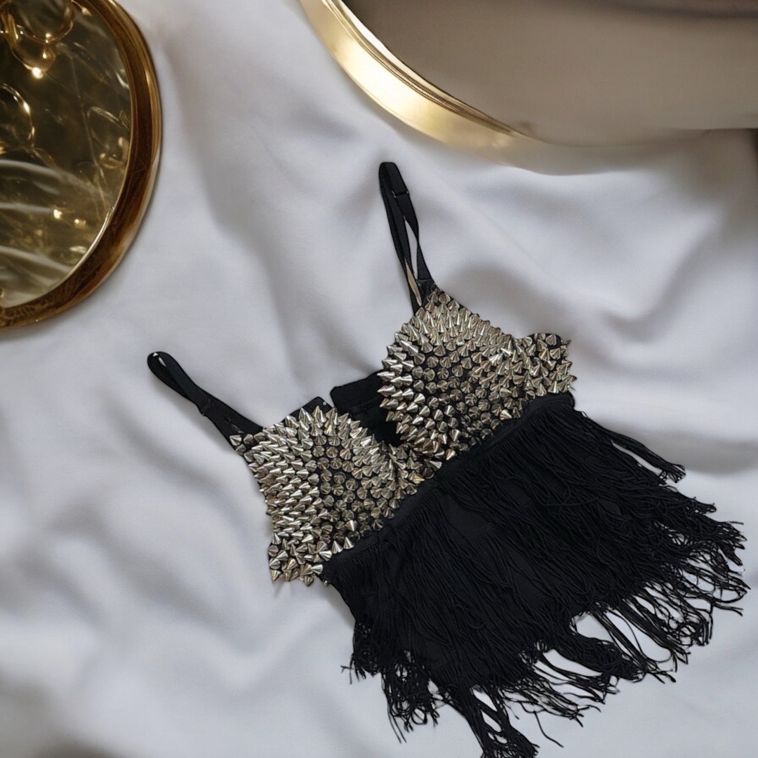 Metal work bra blouse