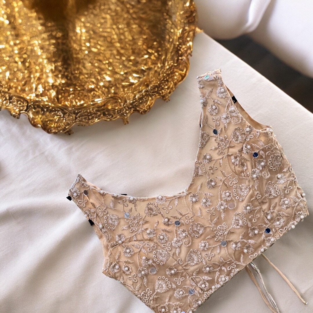 Golden mirror work Sleeveless Blouse 