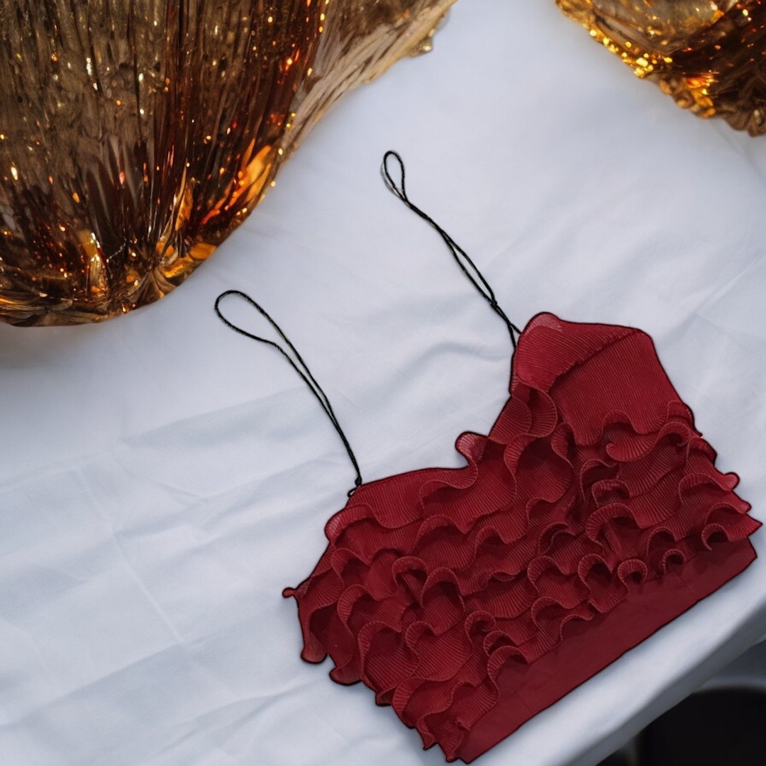 Red Strap Crop Top