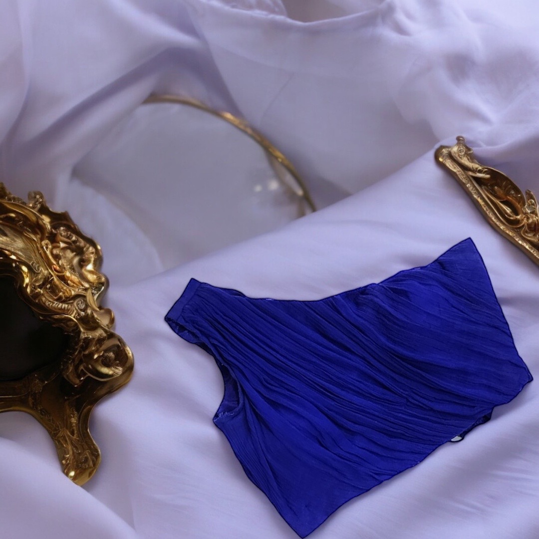 Blue One Shoulder Crop Top