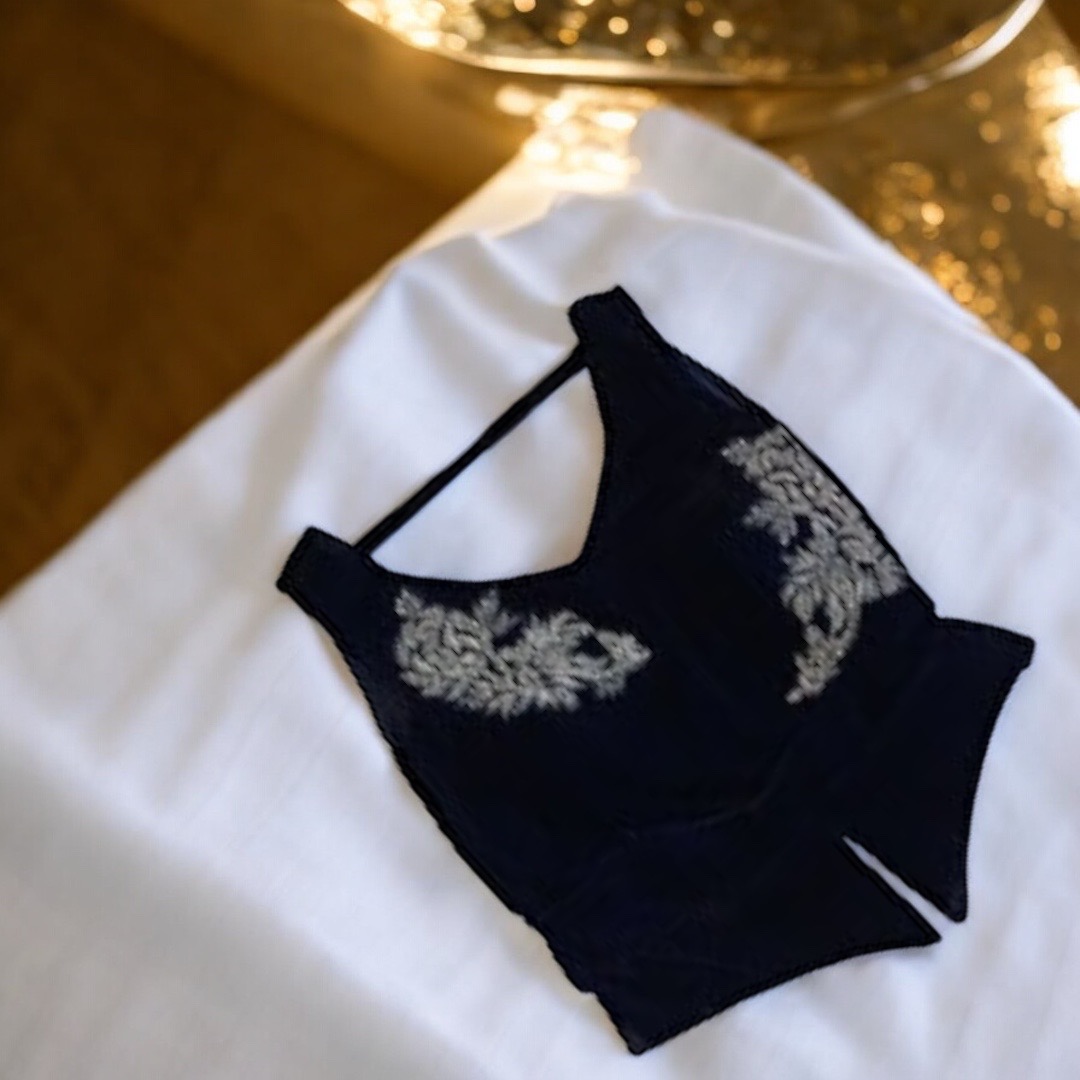 Velvet Blue Sleeveless Blouse