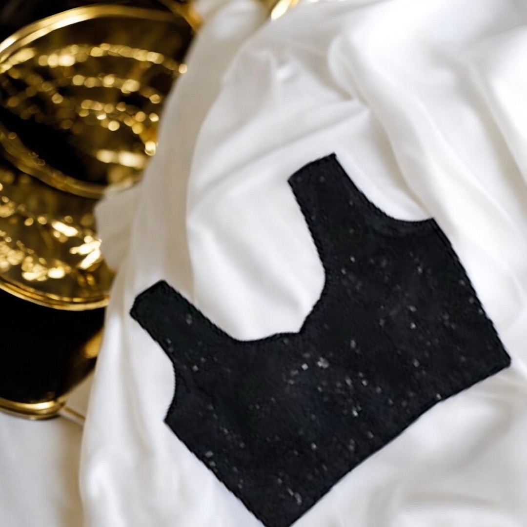 Black Sequence Sleeveless Blouse