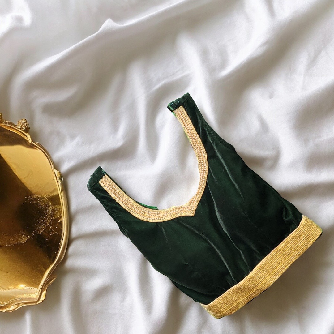 Green velvet blouse