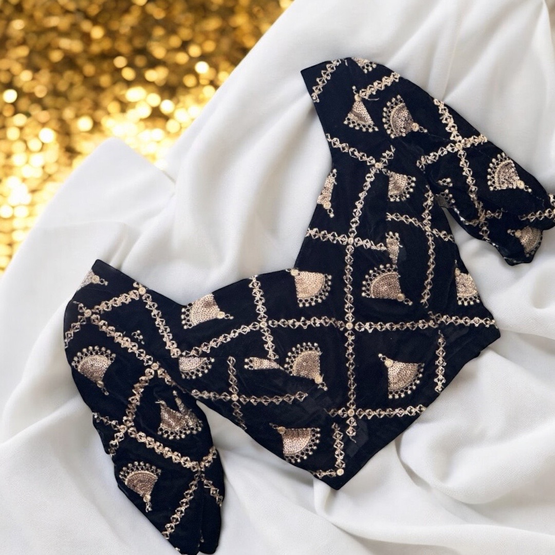 Black velvet Zhumka Blouse