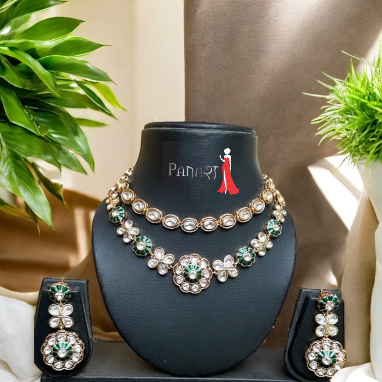 Green golden Kundan set 