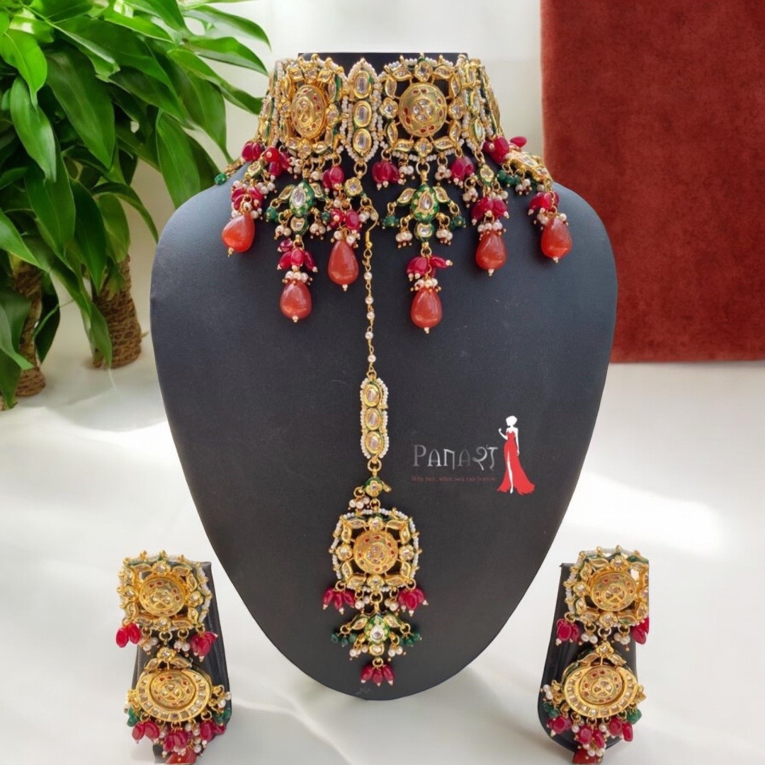 maroon layer kundan new set 