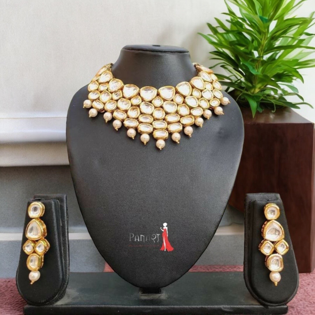 White Kundan Moti Set