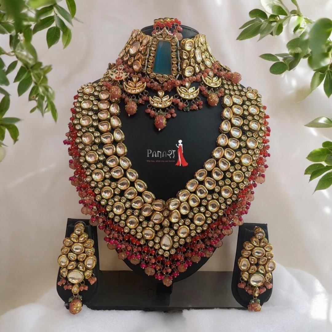 Peach New Bridal  Kundan Full Set 