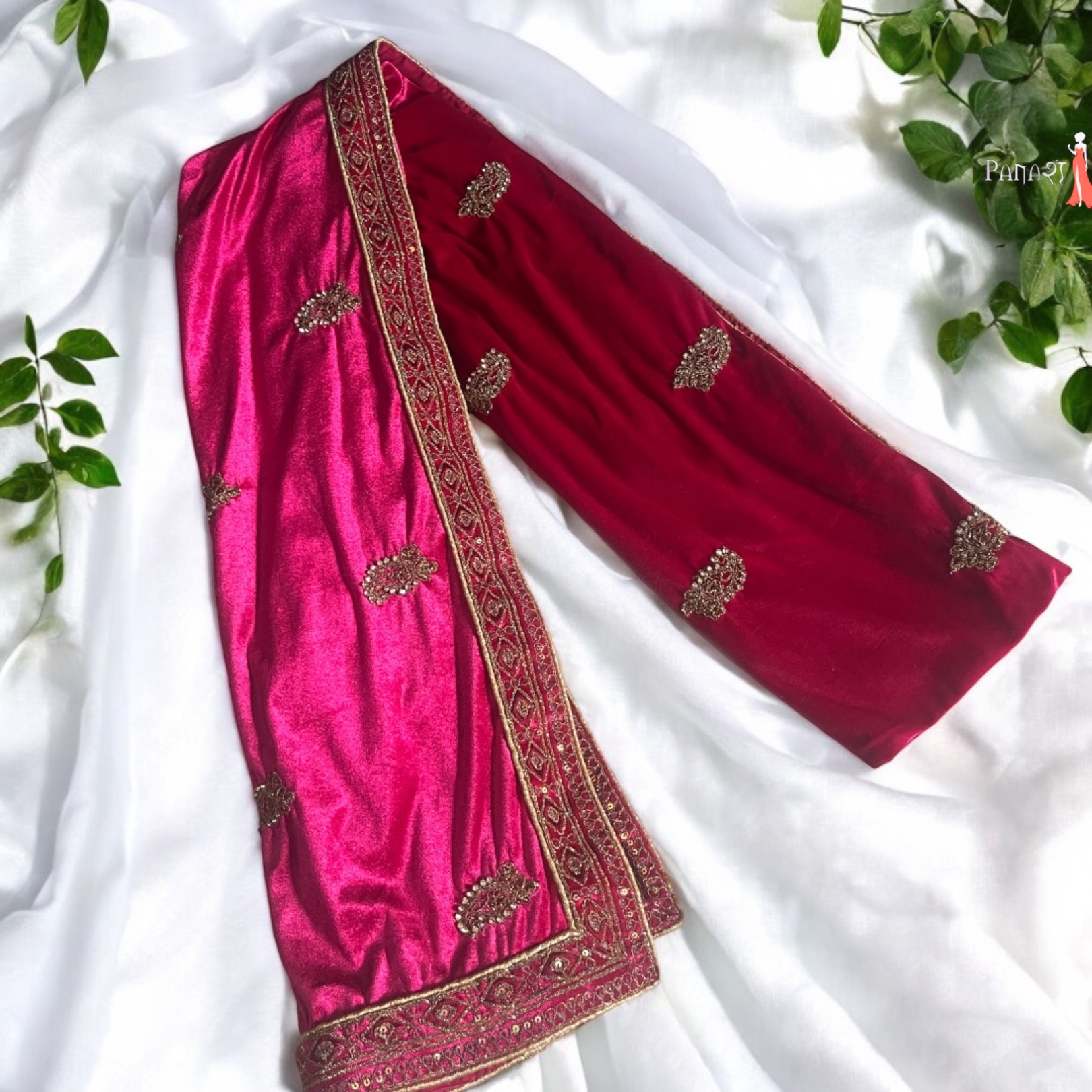 Pink velvet lehenga shela 