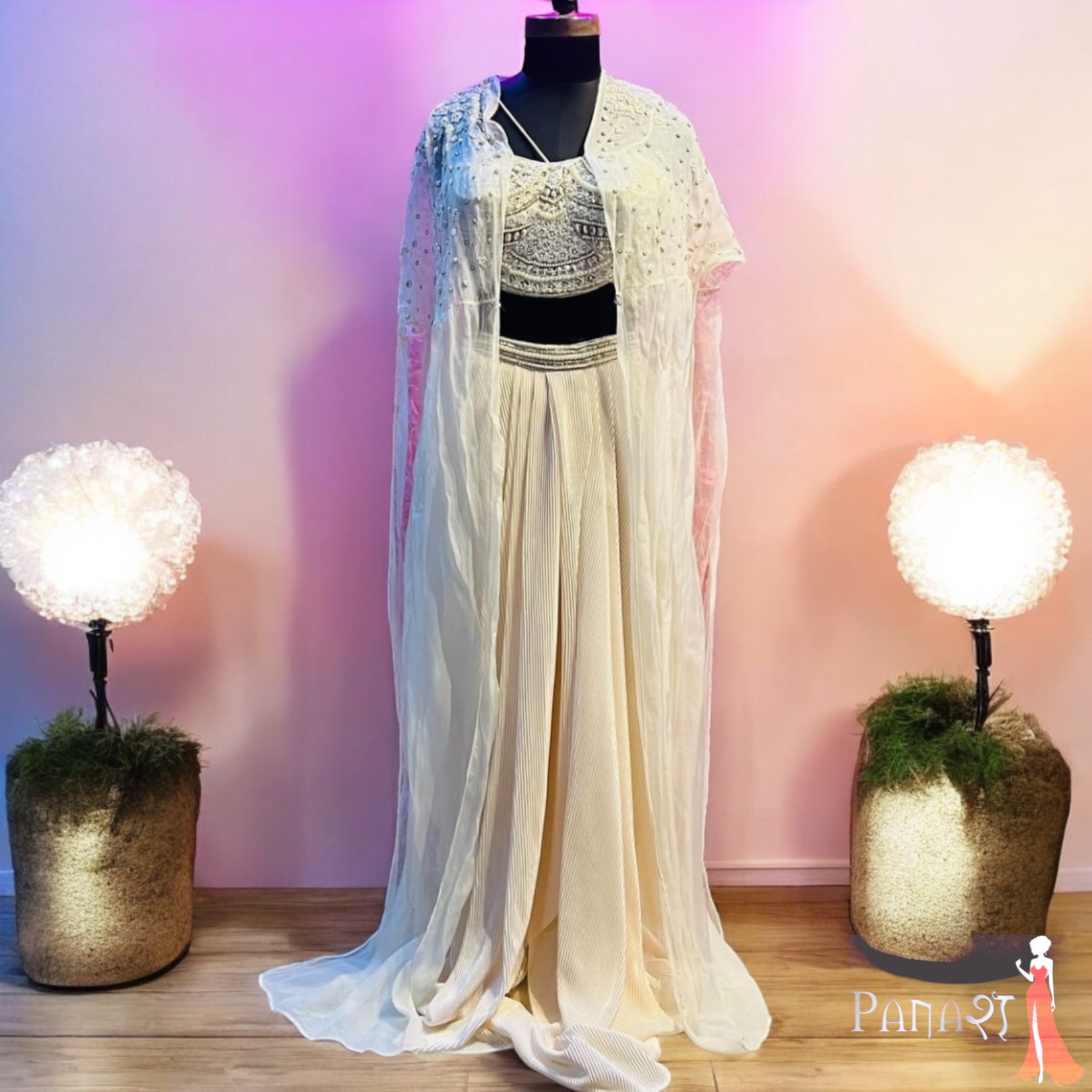 White indowestern jacket set