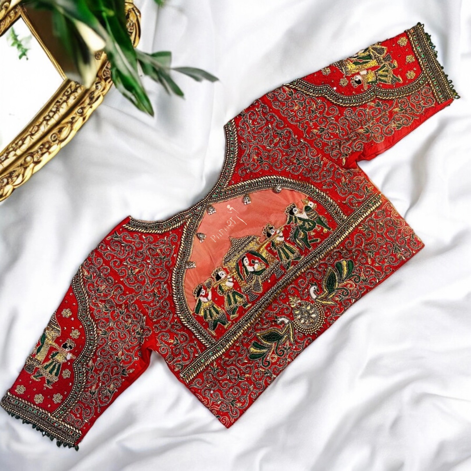 Red bridal doli work blouse 