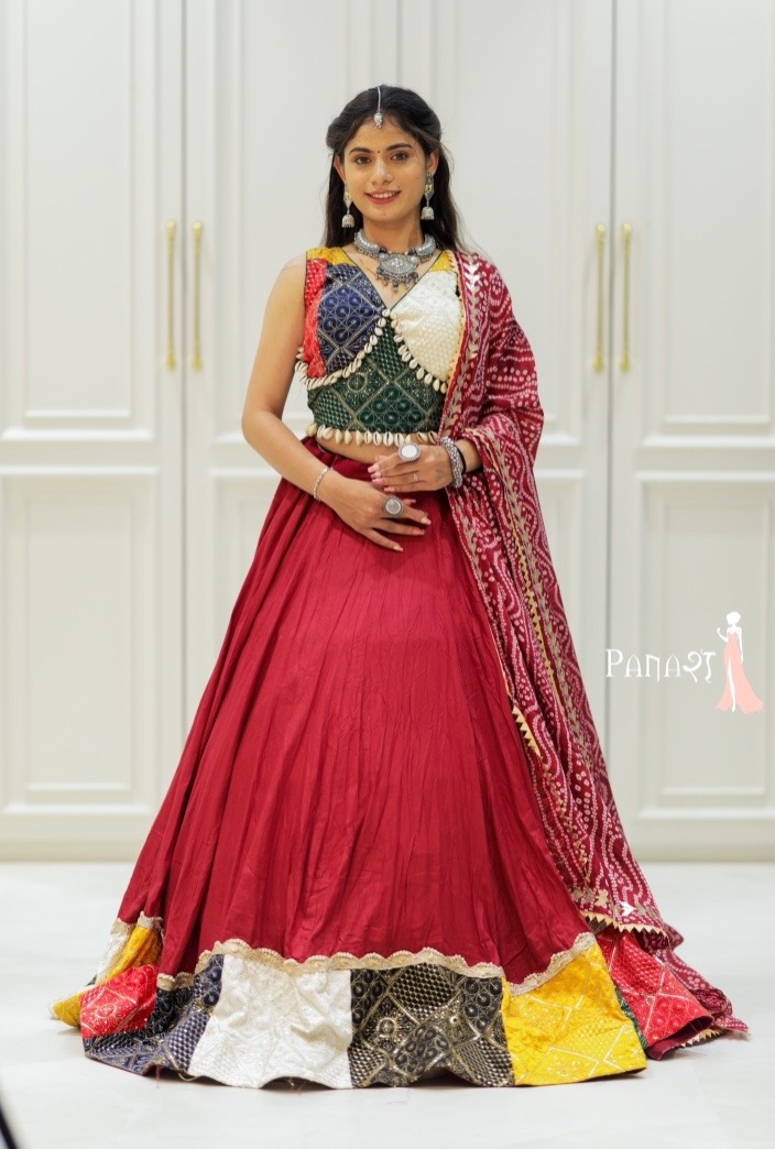 maroon Navratri lehenga 