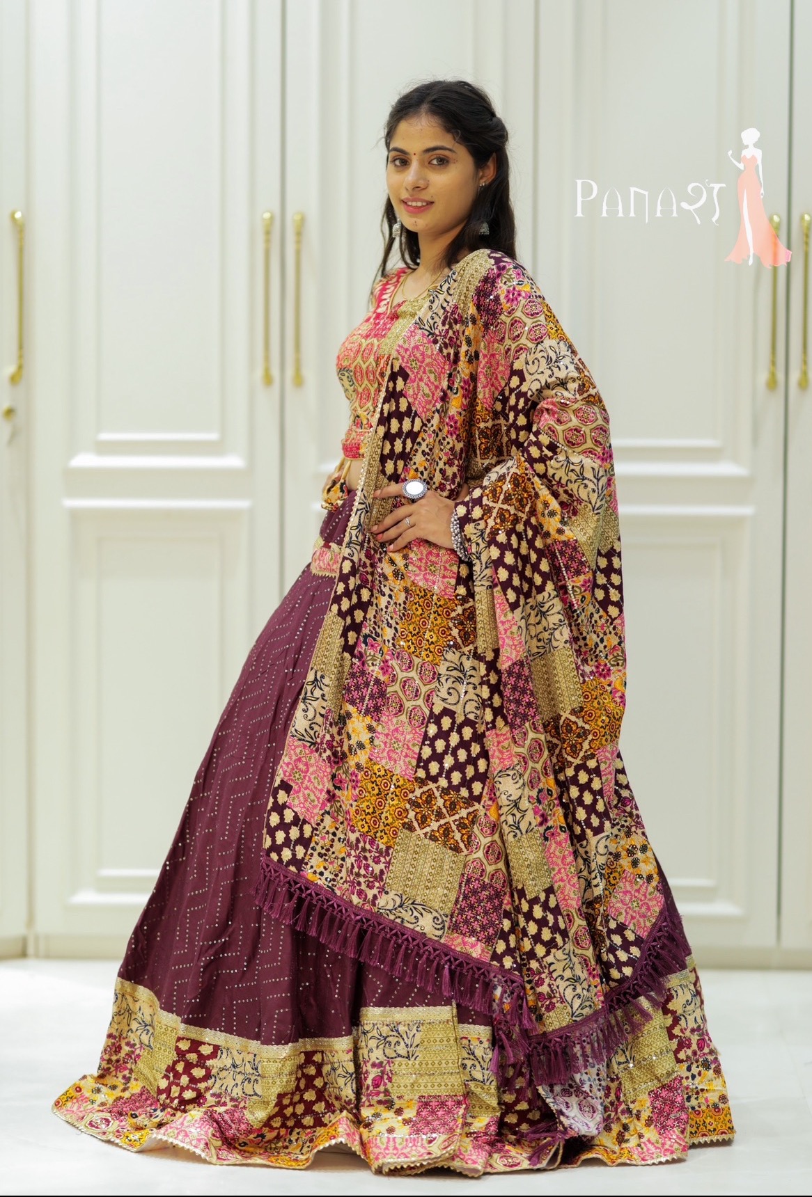 Maroon Navratri Lehenga 