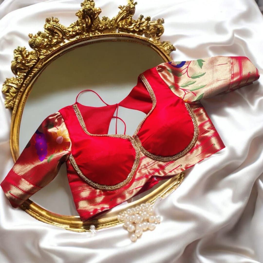 Red paithani blouse 