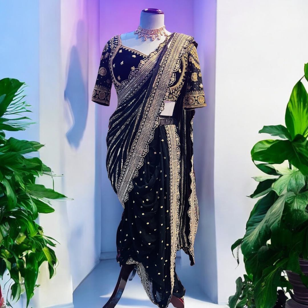 Black New Nauvari saree