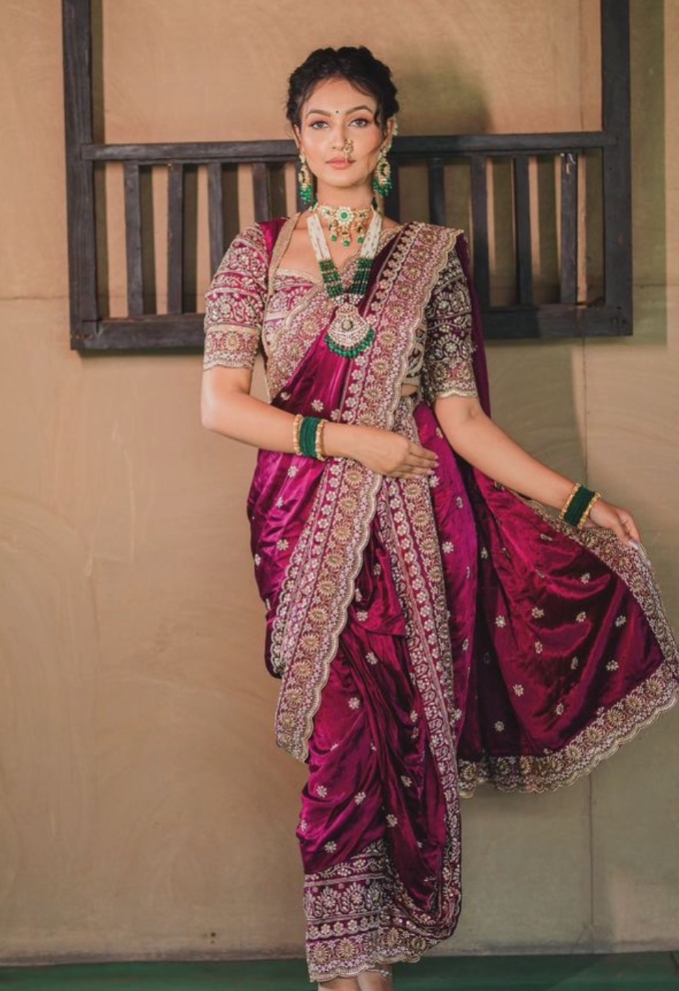 Purple nauvari saree 