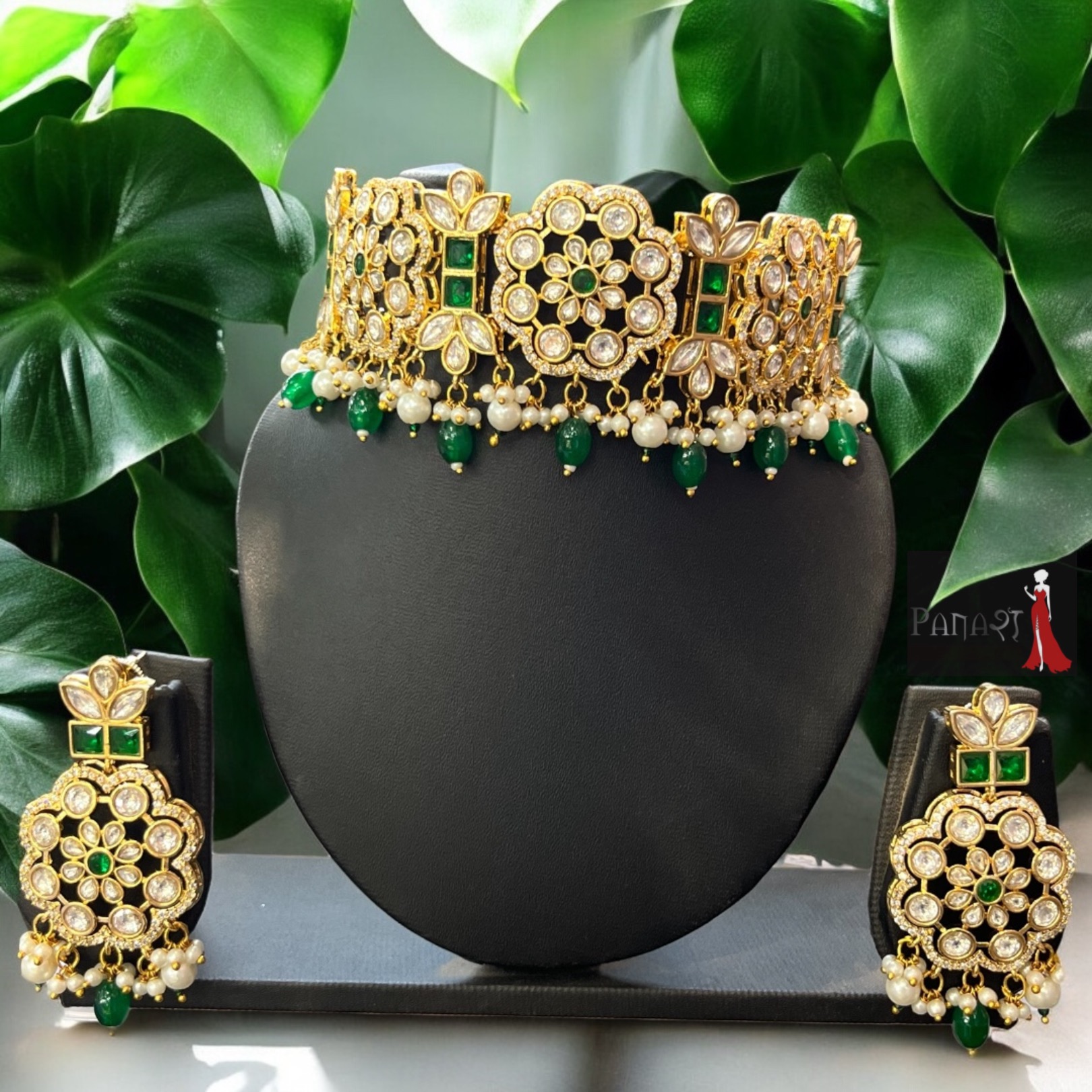 Green Kundan set 