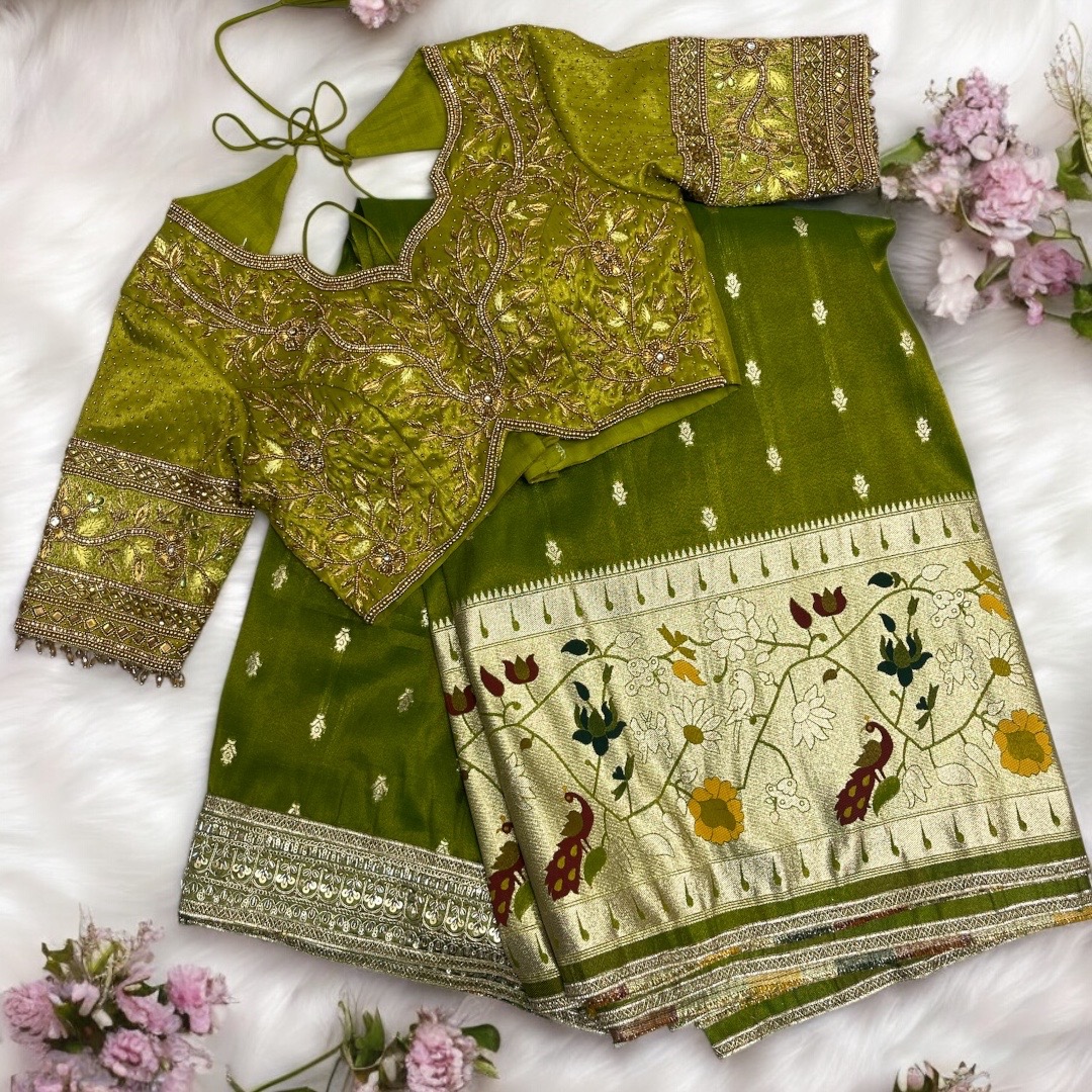 Mehandi green saree 