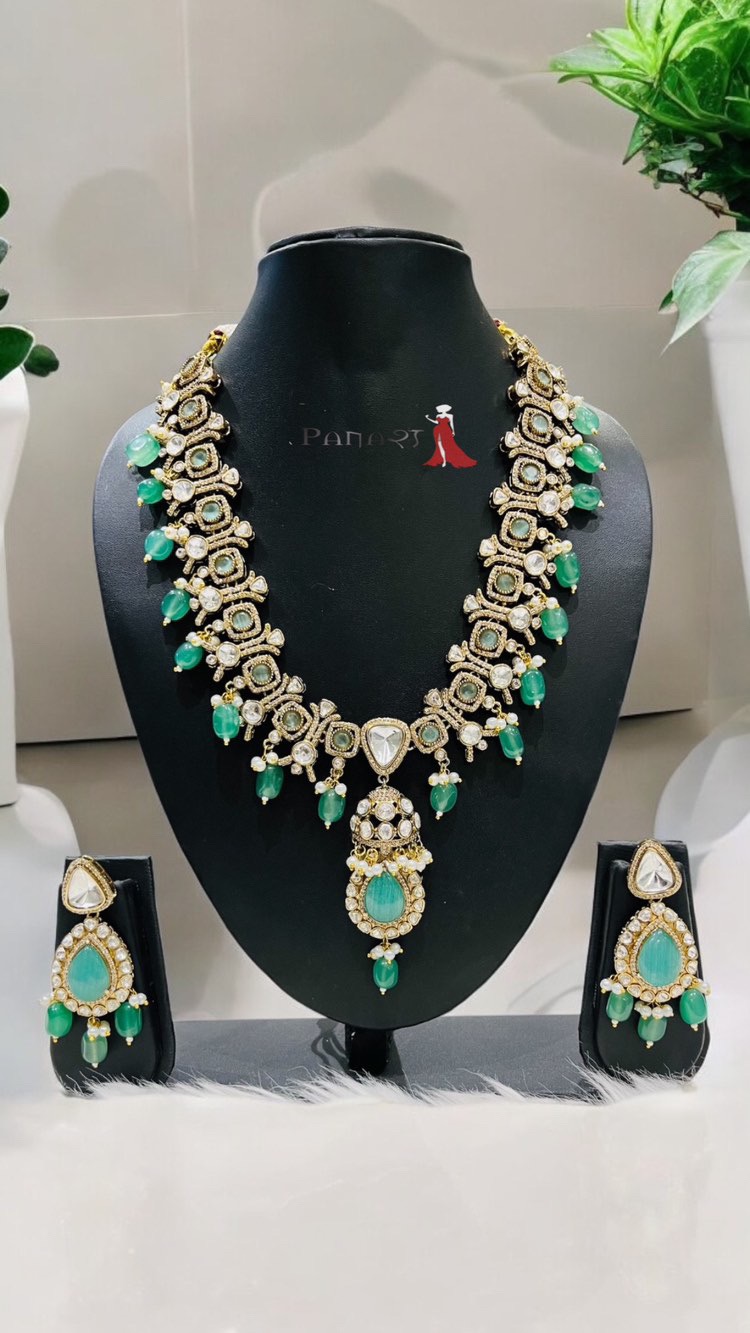 Mint green Kundan Set