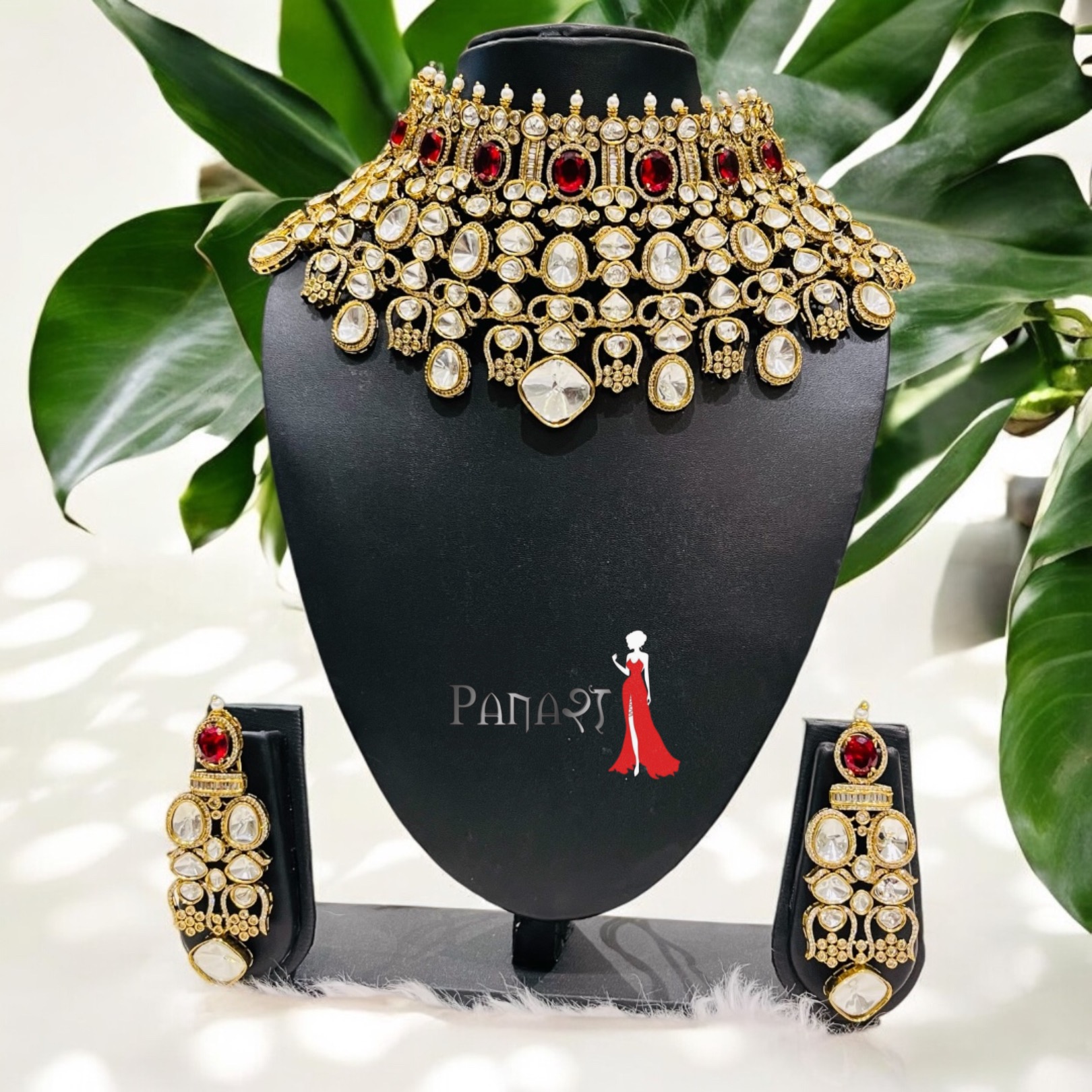 Red kundan set