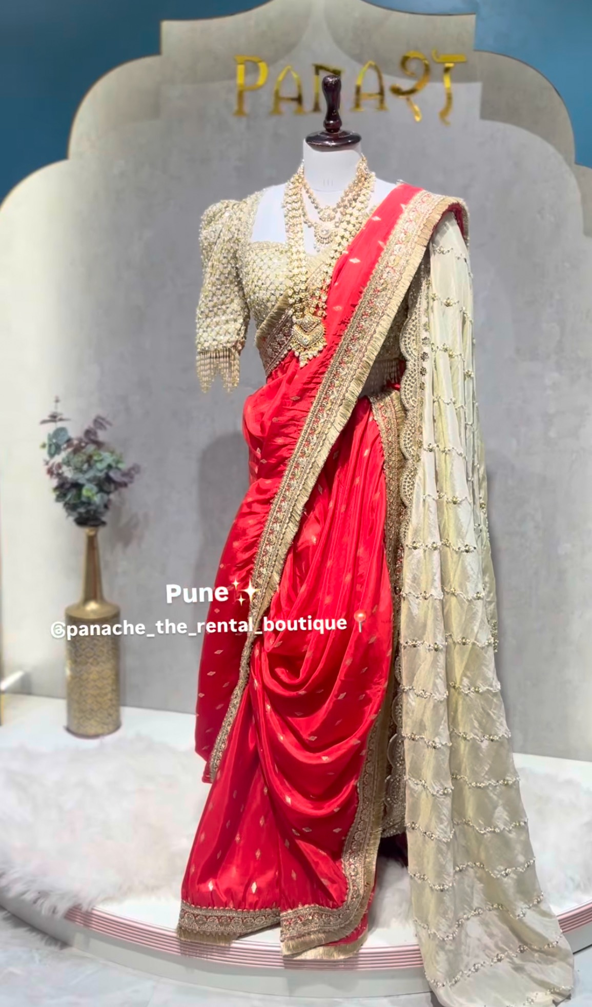 red unstiched saree 