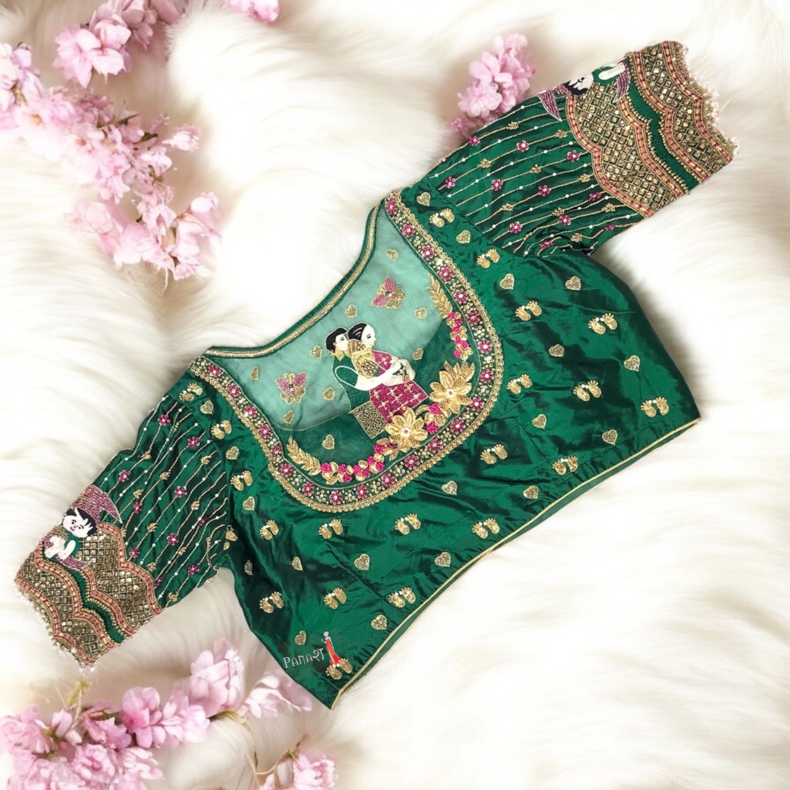 Dark green maternity blouse