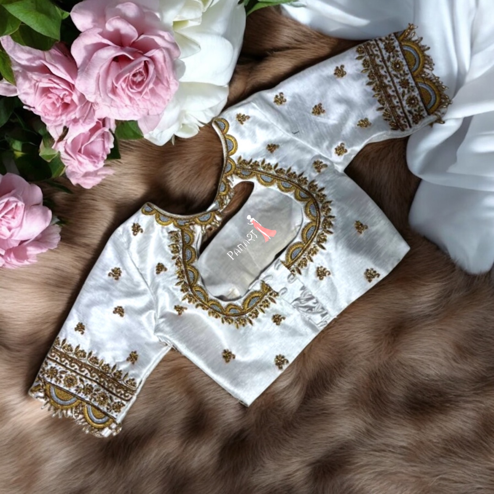 White Aari Work Blouse