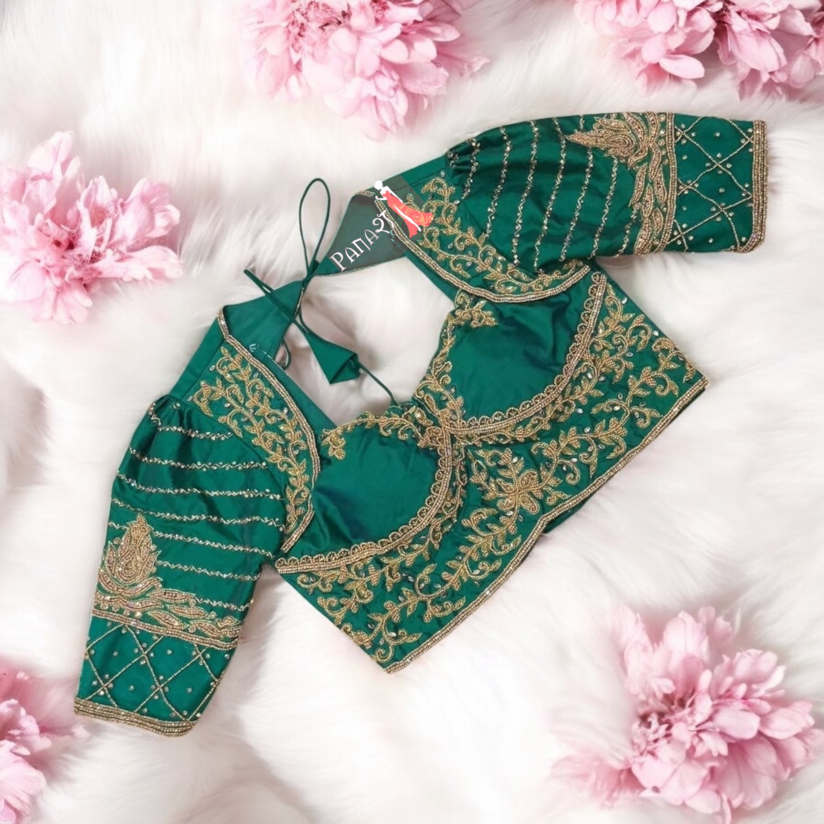 Green Aari Work Blouse