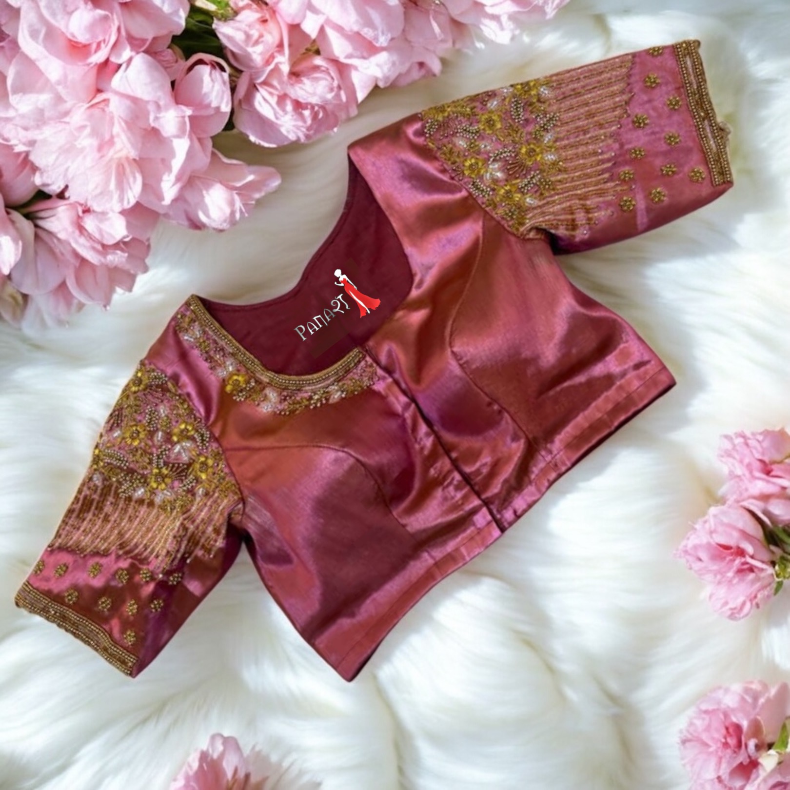 Pink Aari work Blouse