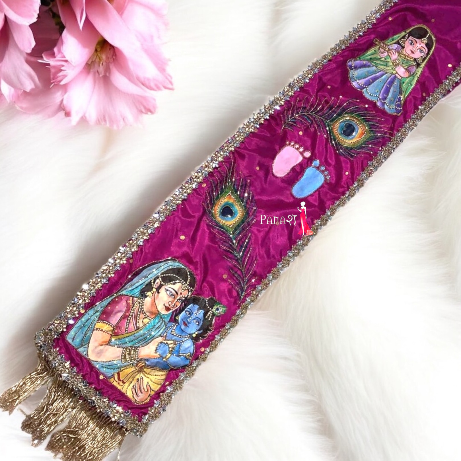 pink baby shower dupatta