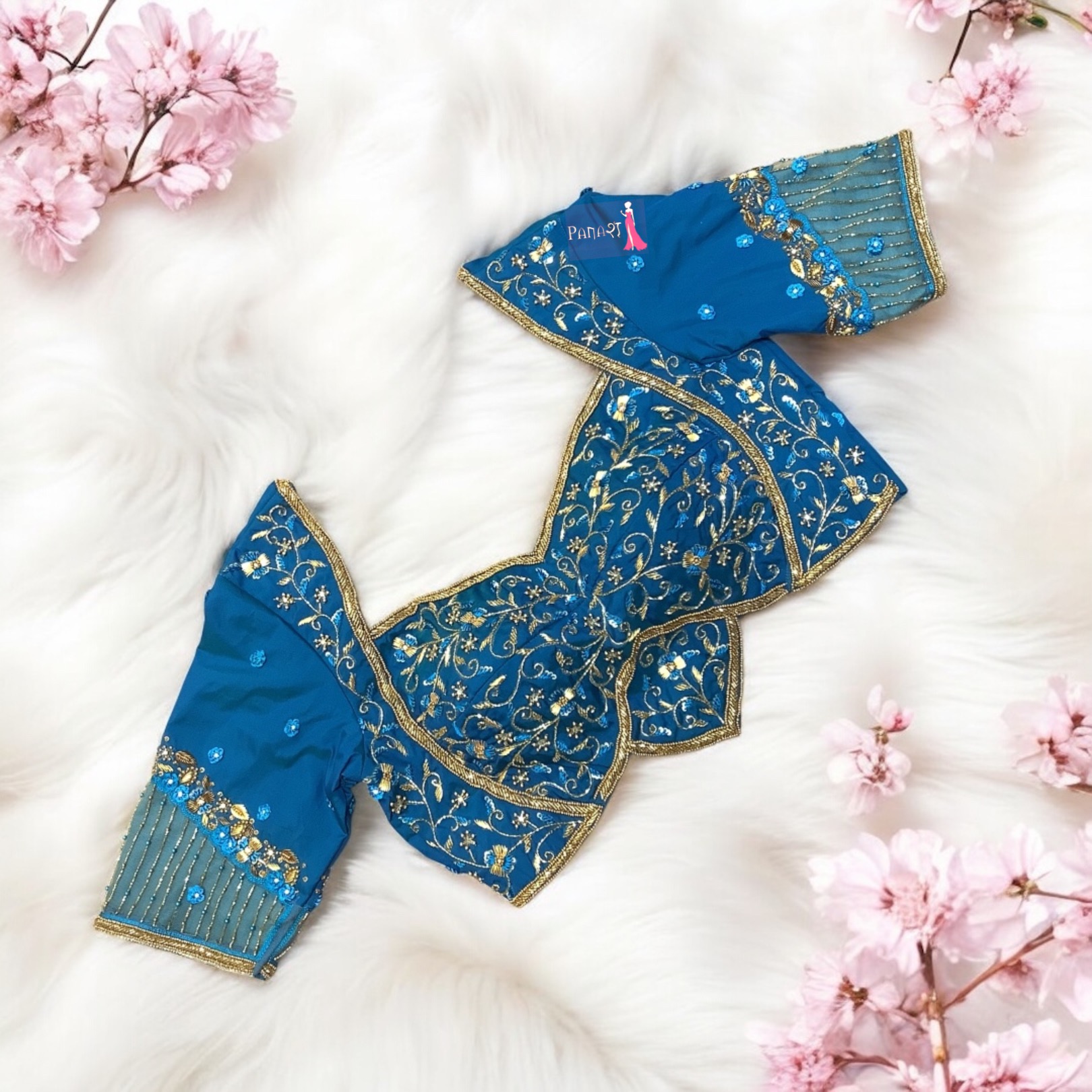 Blue Aari Work Blouse