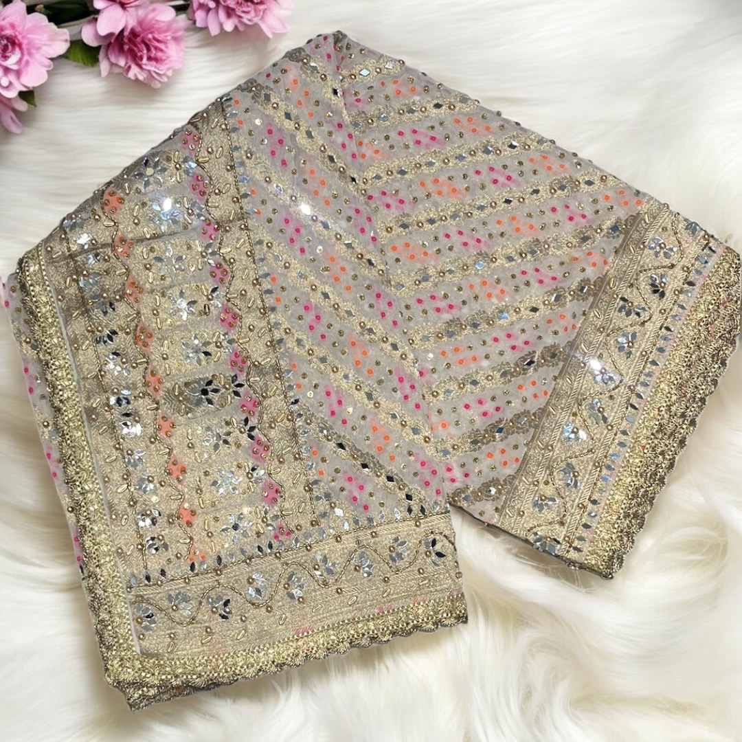 White Handwork Duptta 