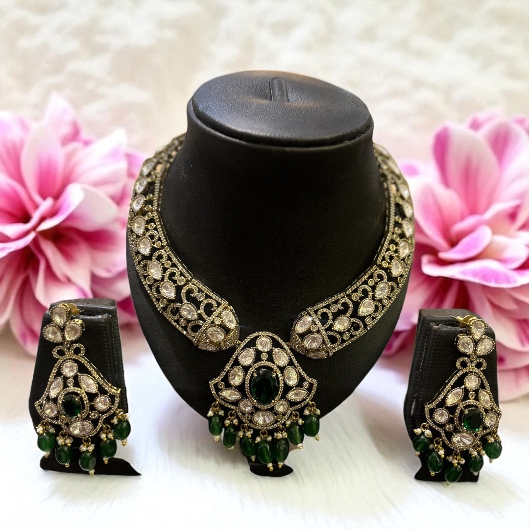 Green kundan set 