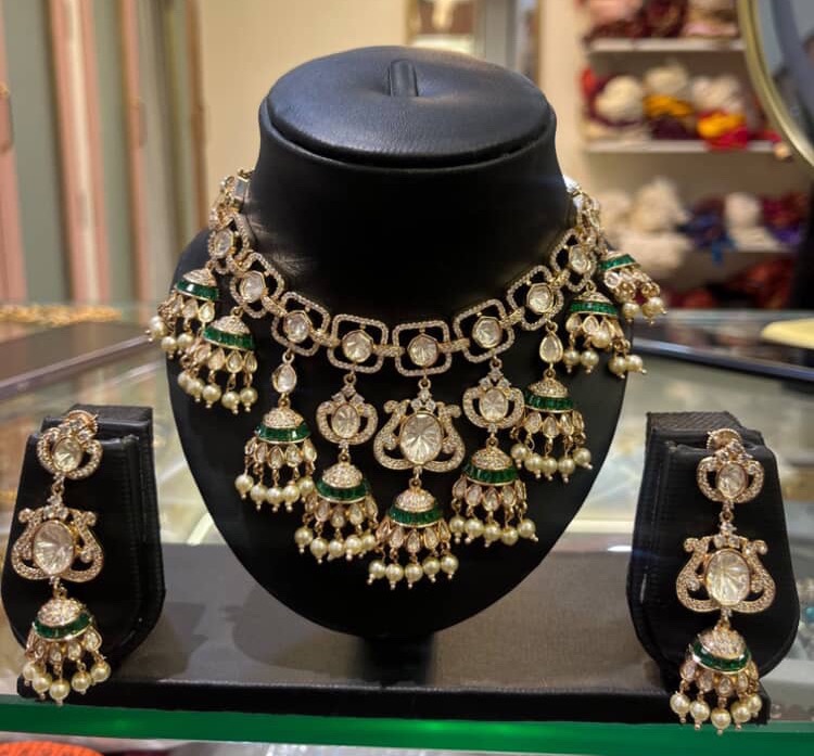 Green kundan set 