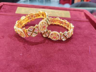 Copper Kundan bangle