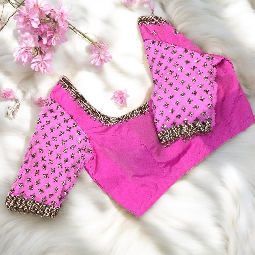 Dark Pink Aari work blouse 
