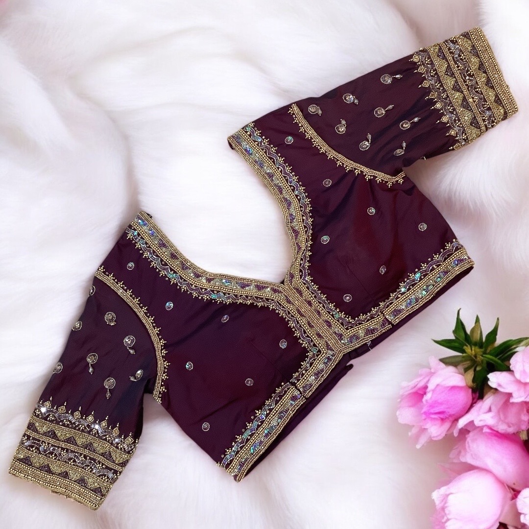 Brown aari work blouse 