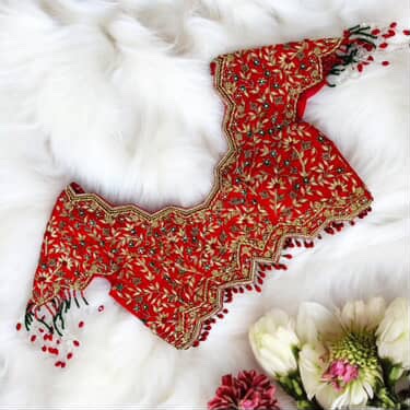 Red Aari work Blouse