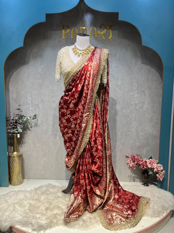 Maroon Brocade nauvari 