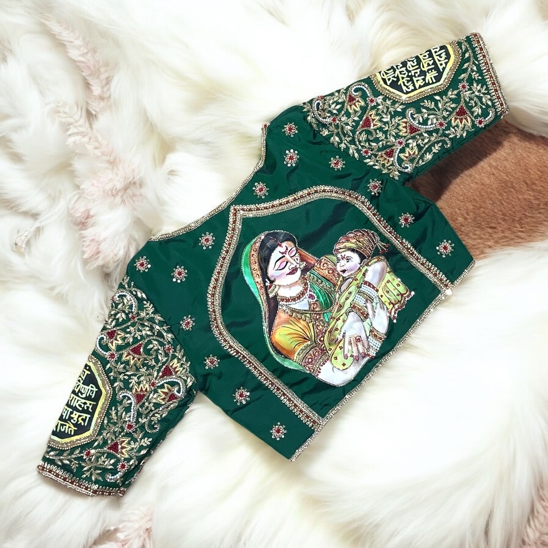 Green Rajmata Work Blouse 