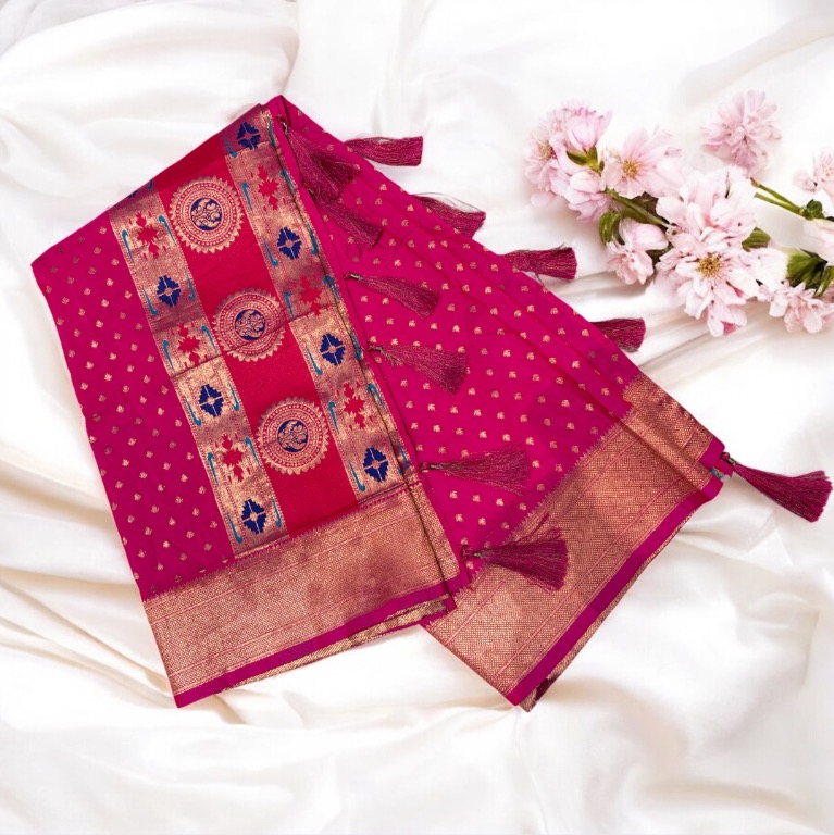 Pink Dark  paithani shela