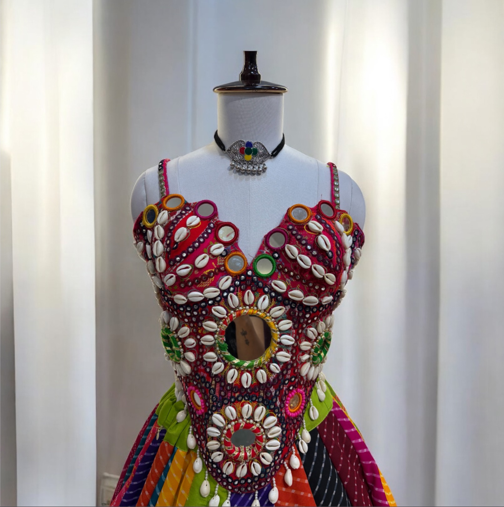 multicolour mirror Navratri blouse