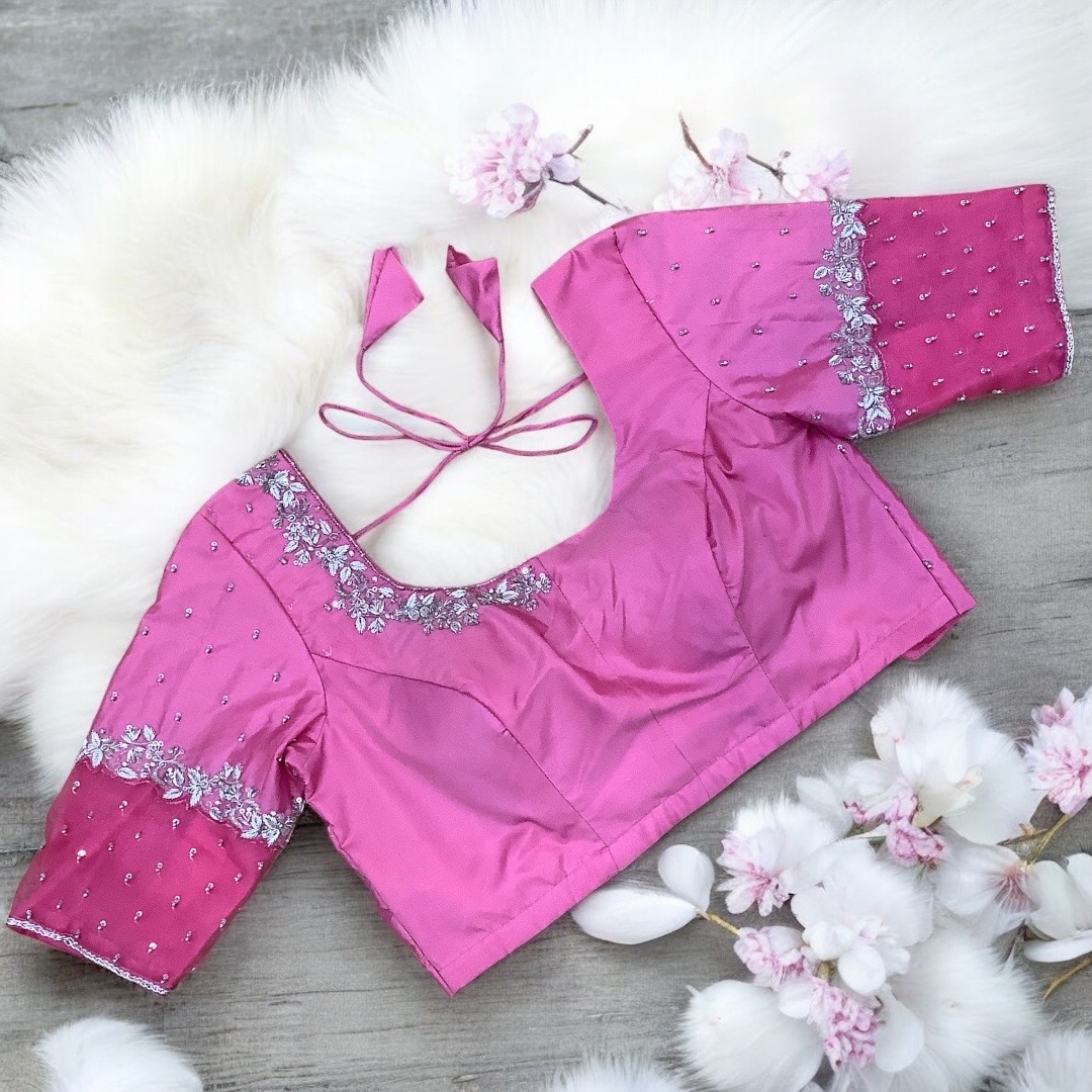 Pink silver work blouse 