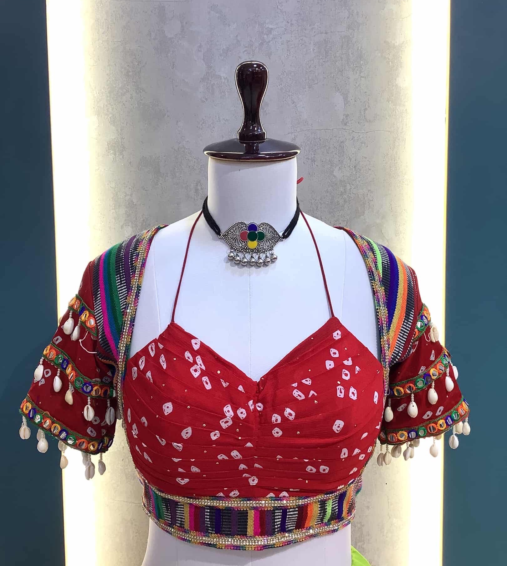 multicolour mirror Navratri blouse