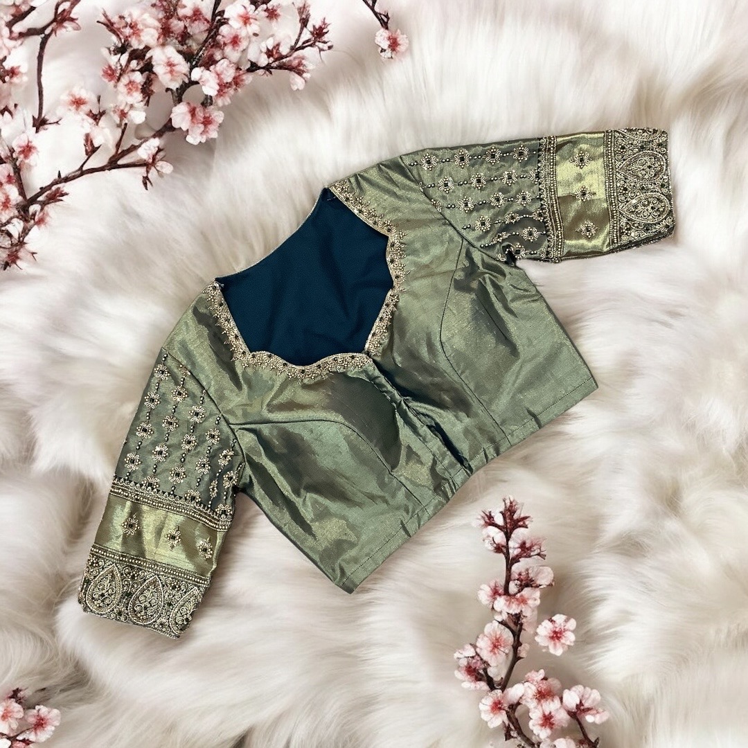 Mehendi Green Aari work Blouse